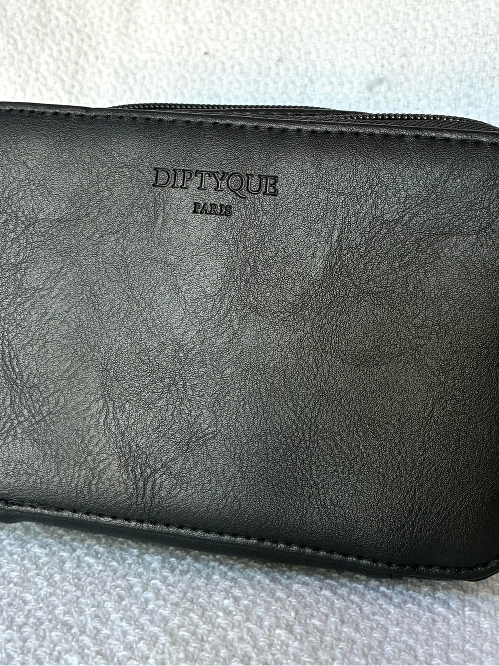 Diptyque x Qatar Airways Black Vegan Leather Business Class Amenity Travel Pouch